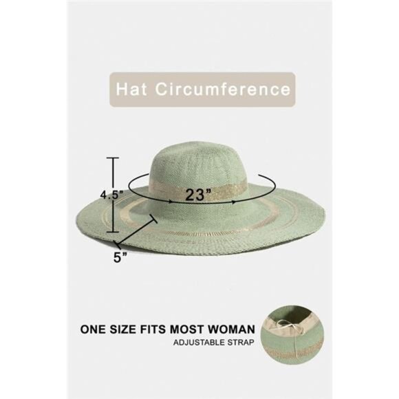 Fame Metallic Accent Trim Floppy Sun Hat - Picture 5 of 5